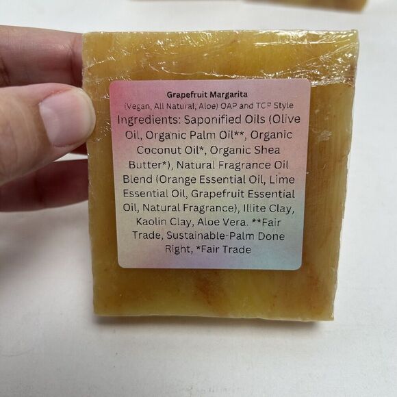 Handmade All Natural Bar Soap Grapefruit Magarita Lot Of 3 Vegan - Picture 3 of 3